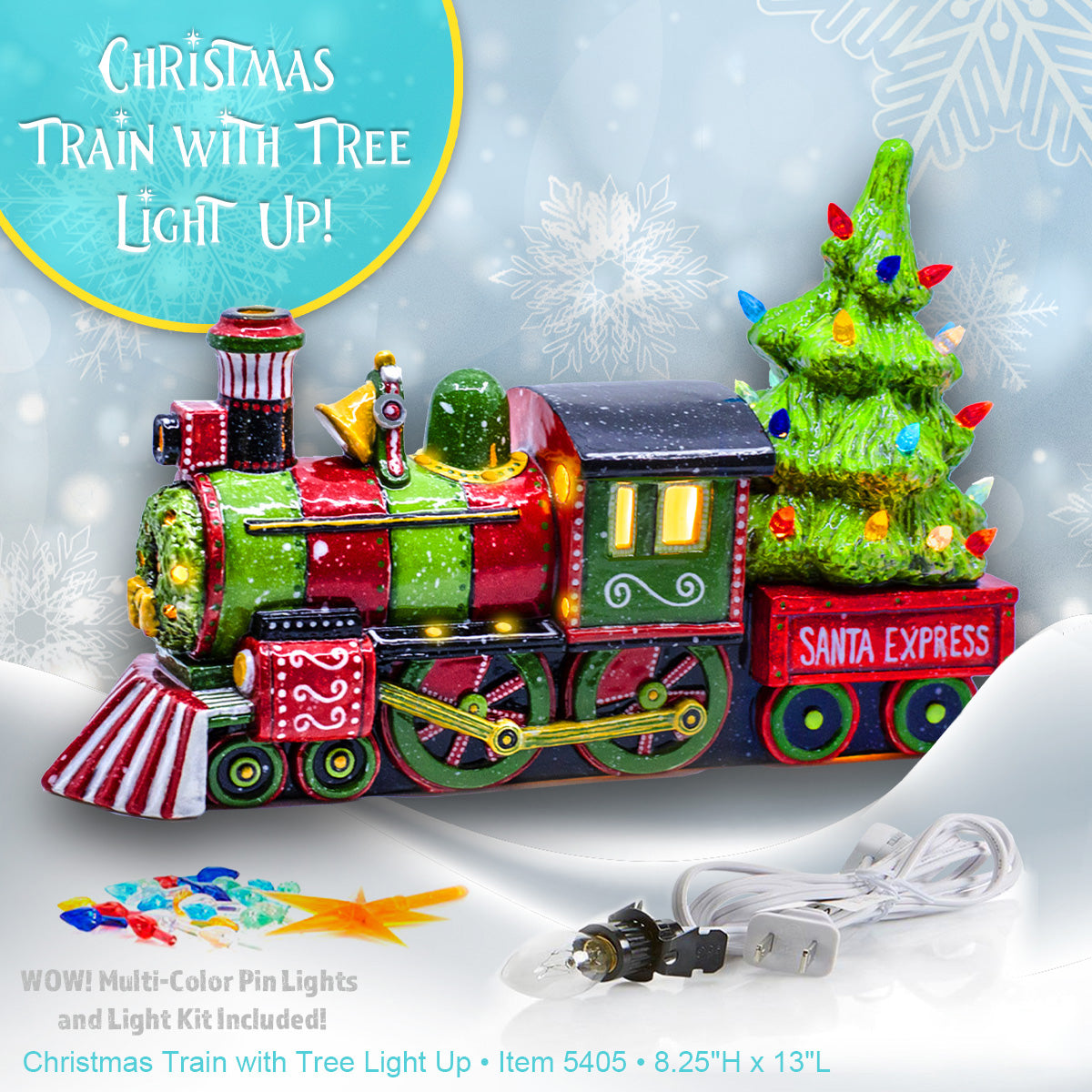 5405 Christmas Train with Tree Light up 8.25H x13L